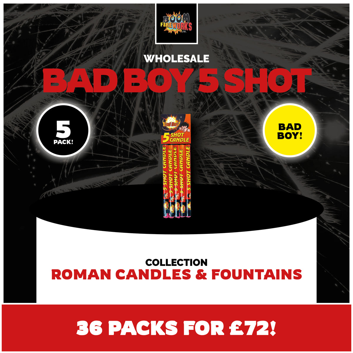 Wholesale - Bad Boy 5 Shot x 36 Packs