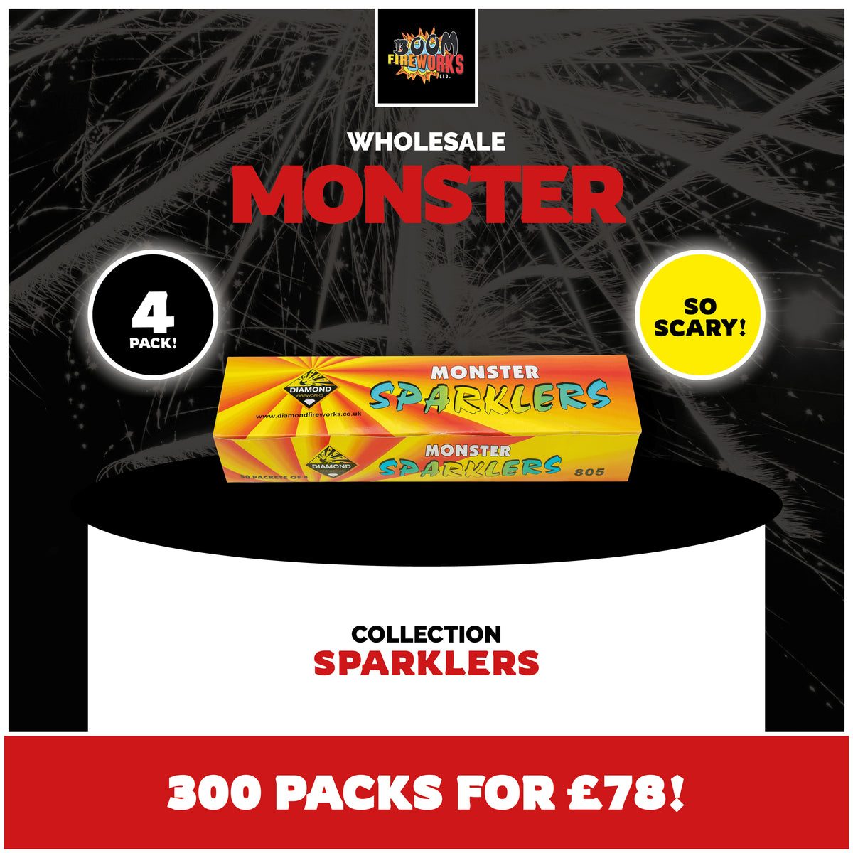 Wholesale - Monster Sparklers x 300 Packs