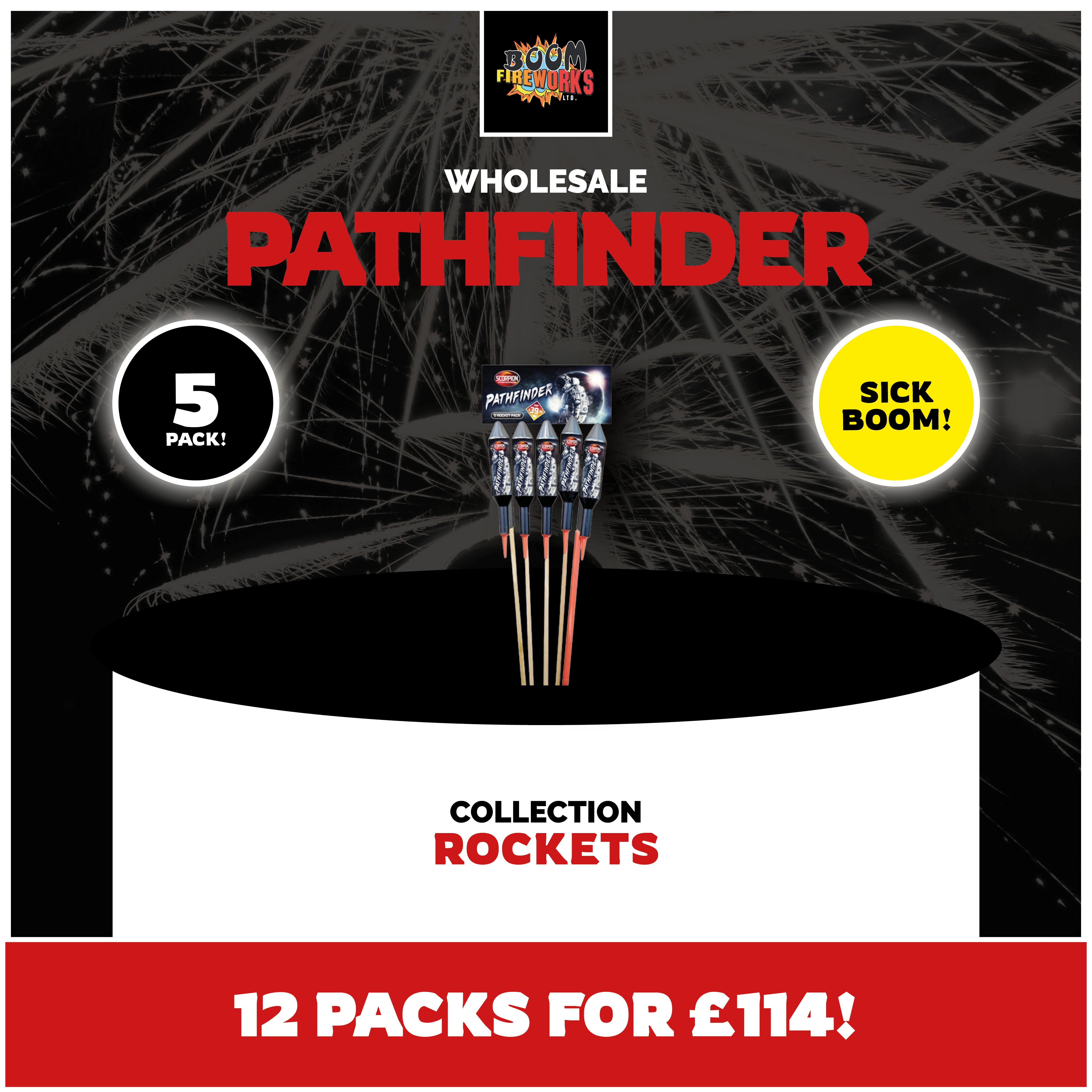 Pathfinder Rockets Fireworks Wholesale - Pathfinder x 12 Packs – Boom Fireworks LTD